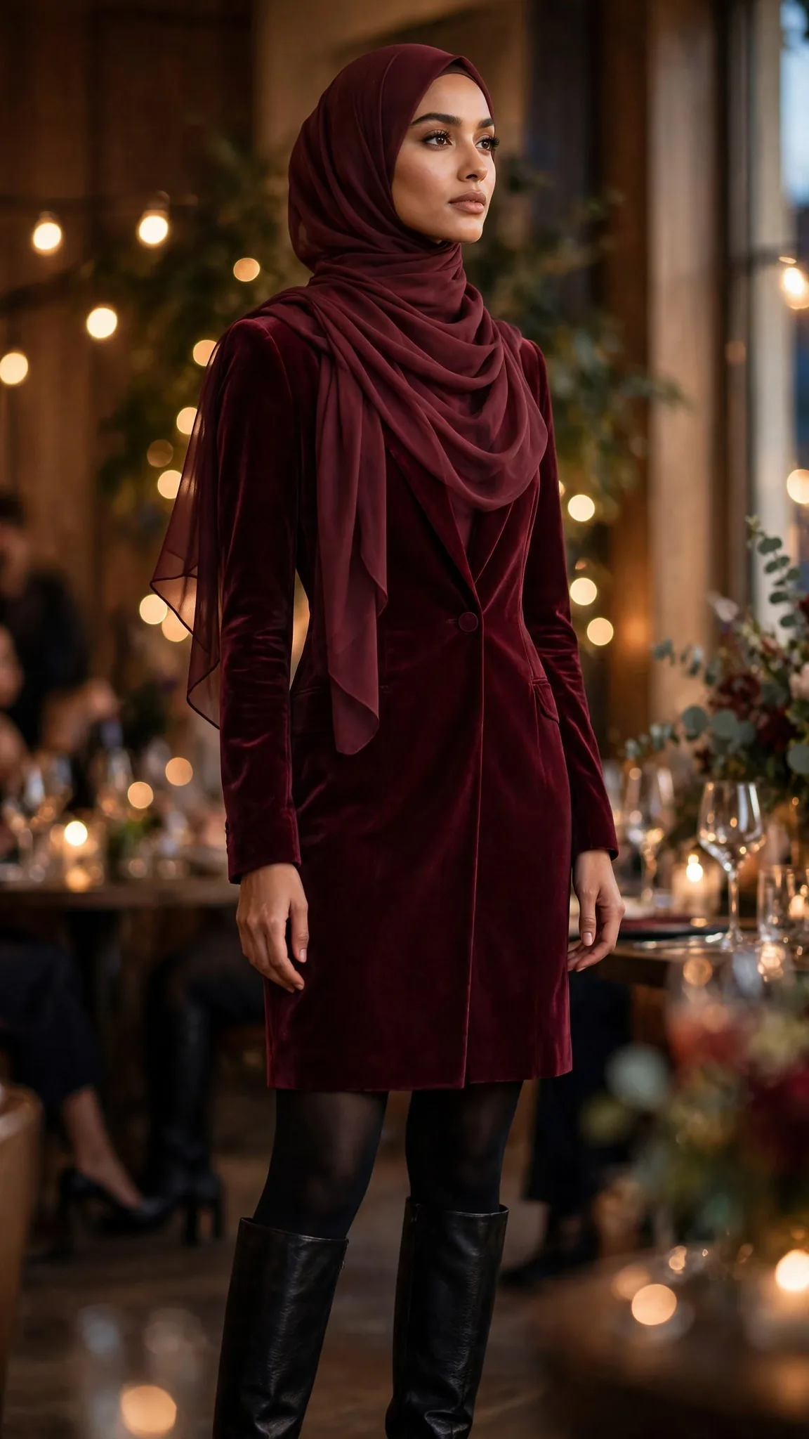 14. Burgundy Velvet Blazer Dress