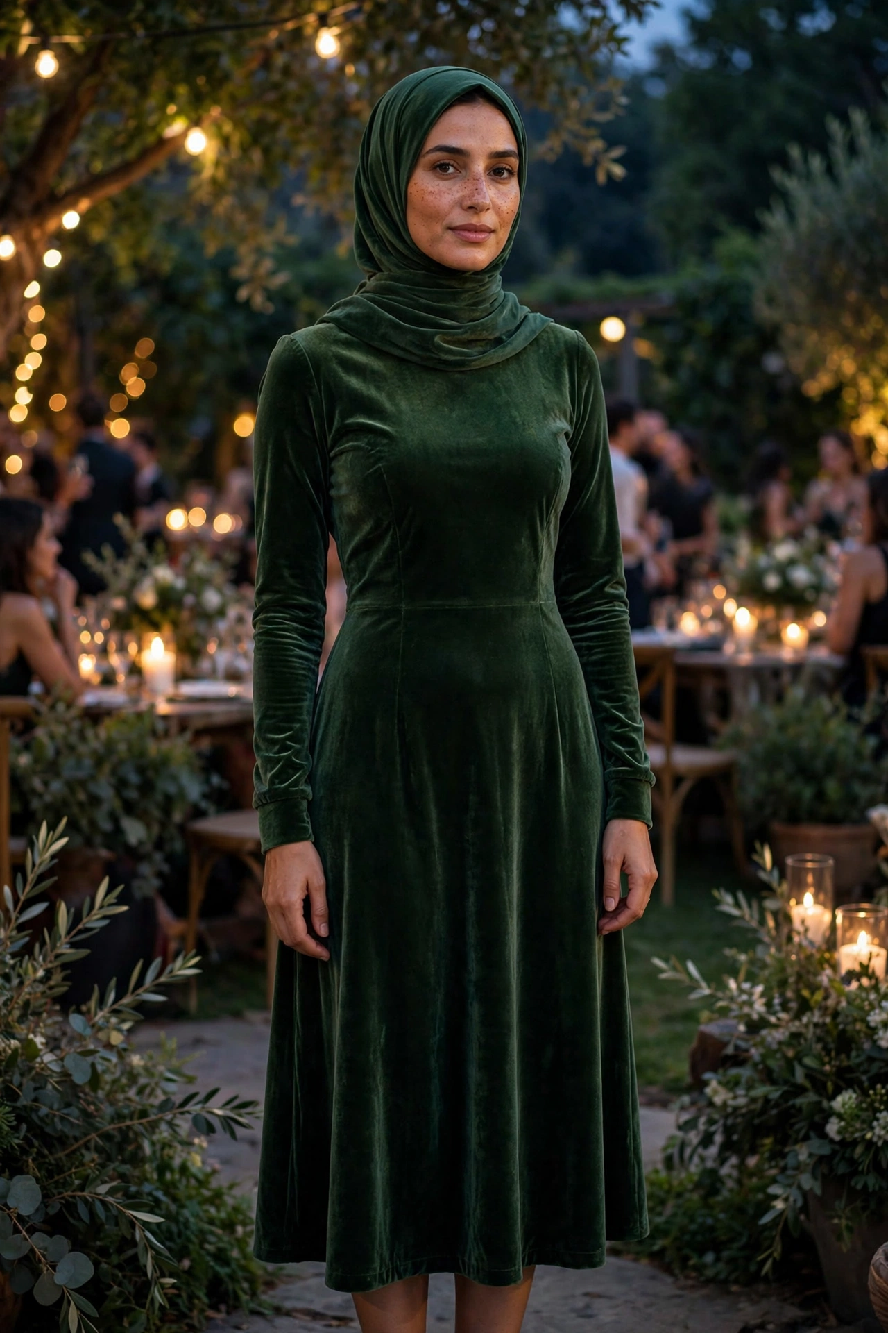 The Velvet Midi Dress With Long Sleeves