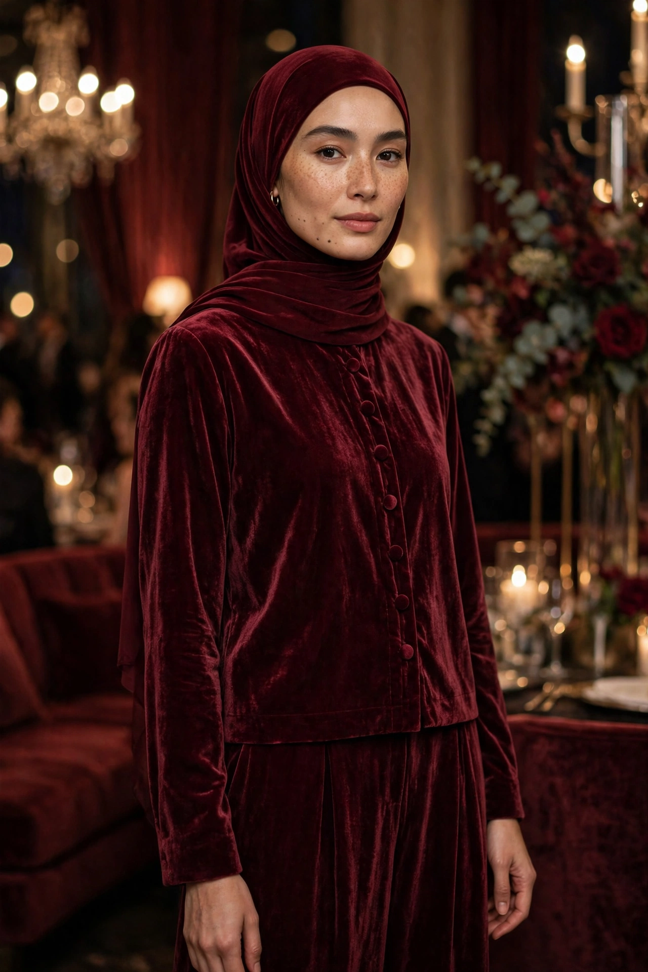 The Monochrome Burgundy Velvet Set